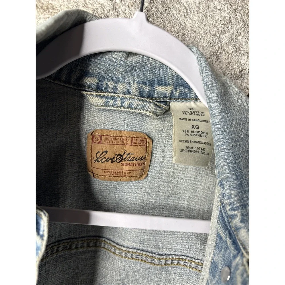 Jacket-Jean-Classic-Levi-Child‎ Size-Light Wash-Button Up-Slit Pockets-Child XL